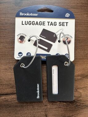 Brookstone Black Silicone Luggage Tag Duo with Cable Loops